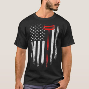 Camiseta Vintage USA Curling Broom American Flag Funny