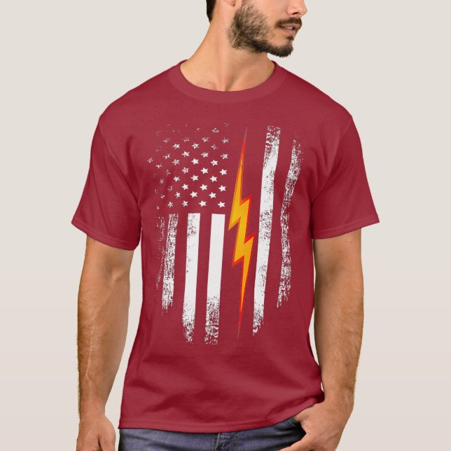 Camiseta Vintage USA Electric American Flag Lineman Legal (Frente)