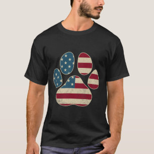 Camiseta Vintage Usa Flag 4° De Julho Paw Imprime Patriótic