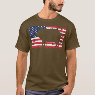 Camiseta Vintage USA Flag 4° De Julho Pig Lover - Porcos