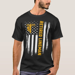 Camiseta Vintage USA Flag Aposentado Cabo Elétrico Lineman