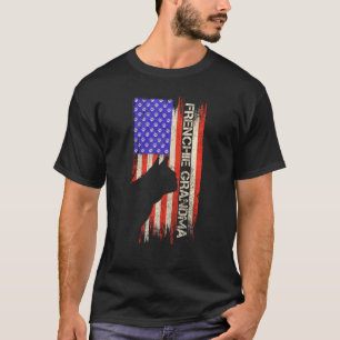 Camiseta Vintage Usa Flag French Buldog Avó Frenchie S