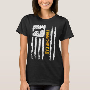 Camiseta Vintage USA Flag French Buldogue Dog Pai Frenchie