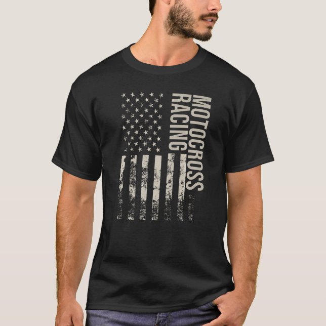 Camiseta Vintage USA Flag Motocross Racing (Frente)