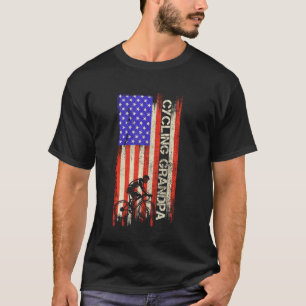 Camiseta Vintage Usa Flag Orgulhosa Ciclismo Vovô Ciclista 