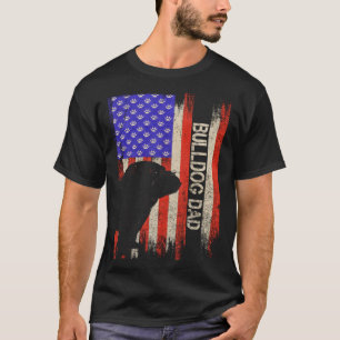 Camiseta Vintage USA Flag Orud English Buldog Dog Pai Sil