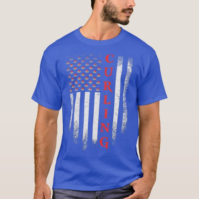 Camiseta Vintage USA Flag Player Curler (Frente)