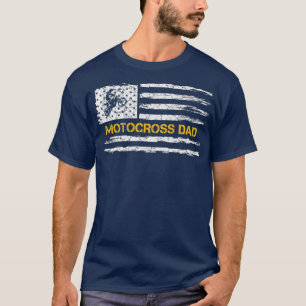 Camiseta Vintage USA Flag Proud Motocross Dirt Bike Pai