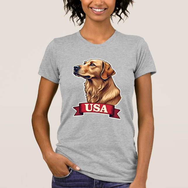 Camiseta Vintage USA Golden Retriever Engraving Shirt (Frente)