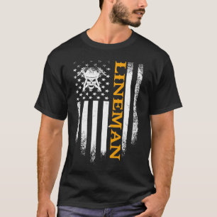 Camiseta Vintage USA Lineman American Flag Patriotic Funny