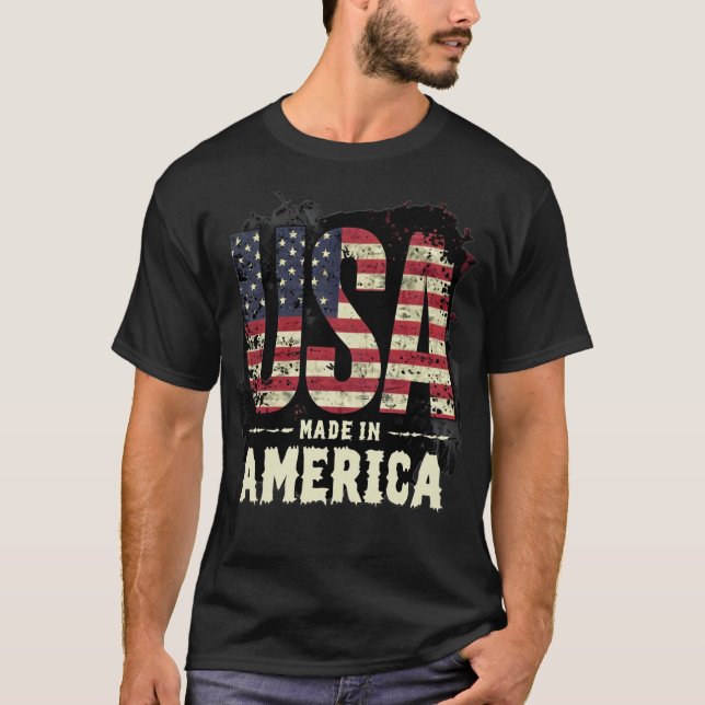 Camiseta Vintage USA Made in America Distress Graphic (Frente)