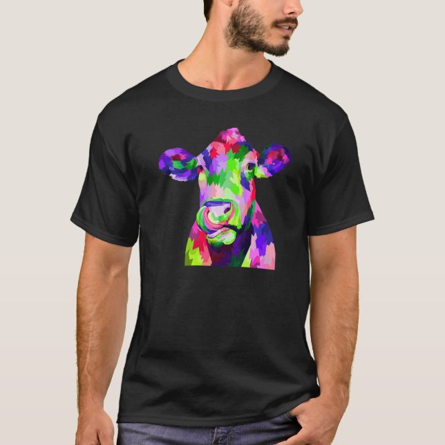Camiseta Vintage Vacas Cute Bactérias Animais Polígono Gráf (Frente)