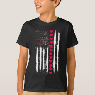 Camiseta Vintage Valentine Day American Flag Heart Perfect