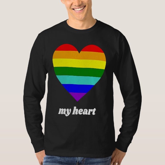 Camiseta Vintage Valentine Rainbow My Heart (Frente)