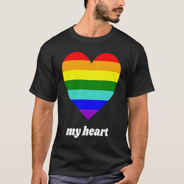 Camiseta Vintage Valentine Rainbow My Heart (Frente)