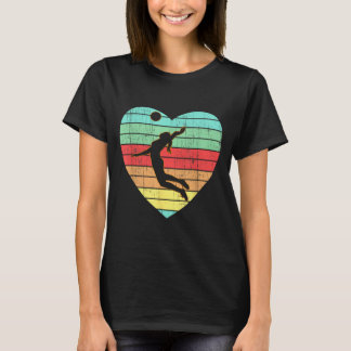 Camiseta Vintage Valentines Day Heart Volleyball Player