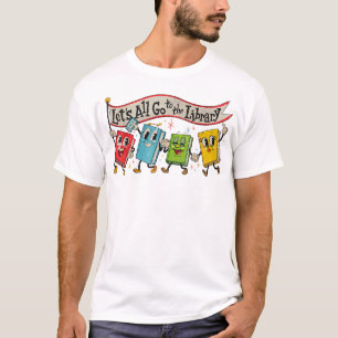 Camiseta Vintage Vamos Todos Vão Para A Biblioteca Homens M