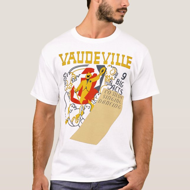 Camiseta Vintage Vaudeville Show Poster Abstrato Art (Frente)