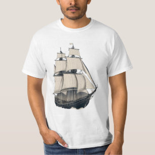 Camiseta Vintage veleiro, representado numa arte de linha f