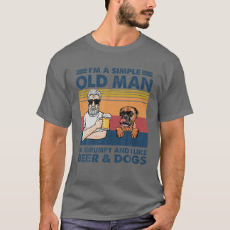 Camiseta Vintage Velho Engraçado Como Cerveja E Cães Boxer 