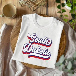 Camiseta Vintage Vermelho Branco e Azul South Dako