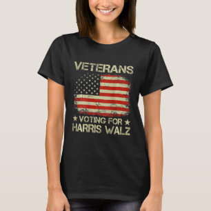 Camiseta Vintage Veterans Voting For Harris W 2024 Usa Flag