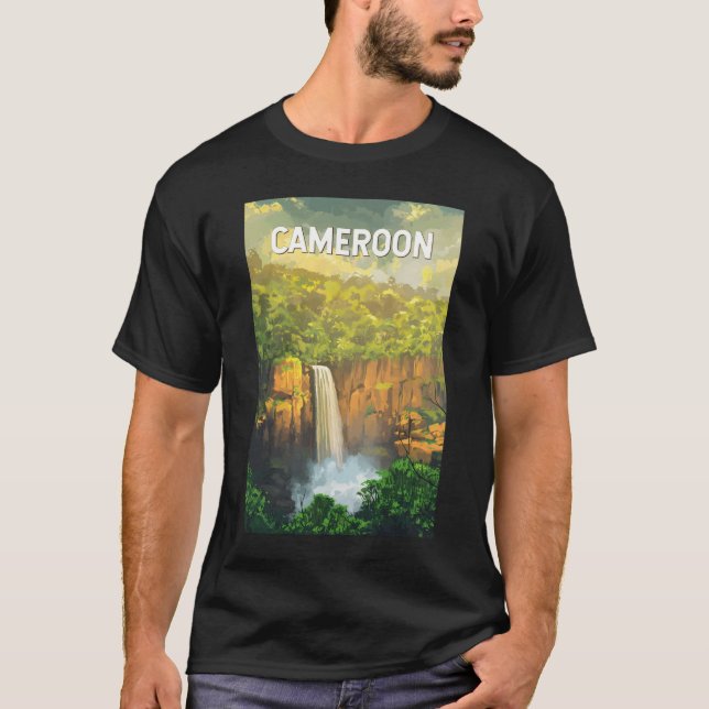 Camiseta Vintage Viagem da ilustração dos Camarões (Frente)