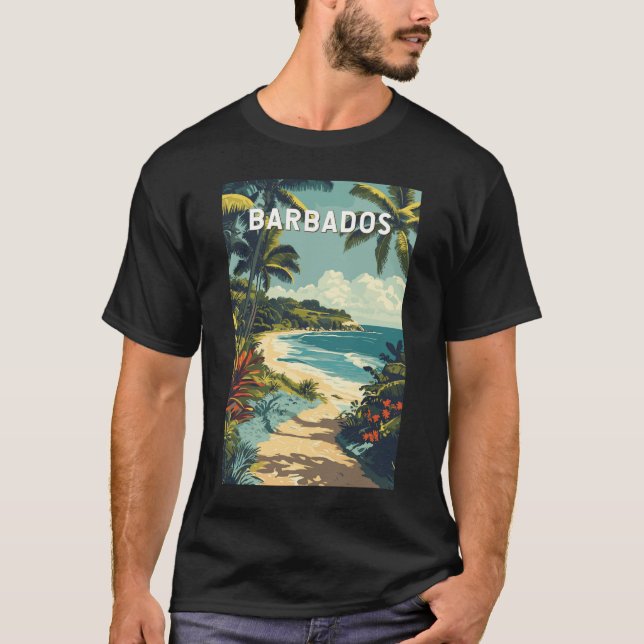Camiseta Vintage Viagem de ilustração de Barbados (Frente)