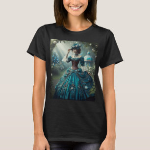 Camiseta Vintage Victorian Lady Steampunk em um jardim