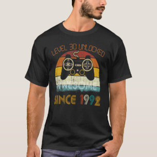 Camiseta Vintage Video Gamer Nível 30 Desbloqueado Sinc