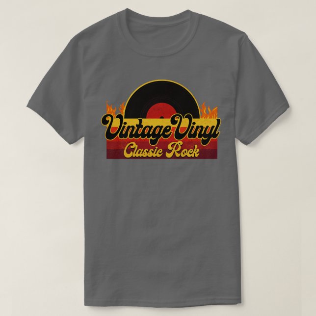 Camiseta Vintage Vinyl Classic Rock (Frente do Design)