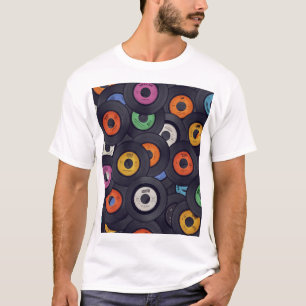 Camiseta Vintage Vinyl Records Music Background