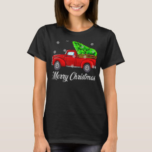 Camiseta Vintage Wagon Árvore de Natal Red Retro Farmer Tru