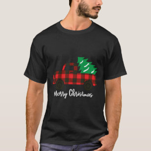 Camiseta Vintage Wagon Árvore de Natal Red Retro Farmer Tru