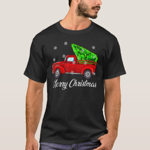 Camiseta Vintage Wagon Árvore de Natal Red Retro Farmer Tru