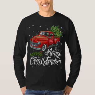 Camiseta Vintage Wagon Red Truck Árvore de Natal Pajama Fam