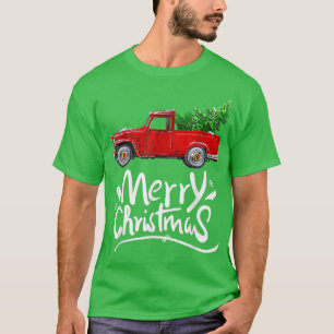 Camiseta Vintage Wagon Red Truck Árvore de Natal Pajama Fun