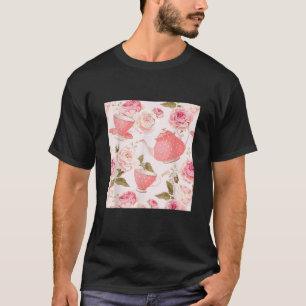 Camiseta Vintage Watercolor Blush Pink Floral Tea Party