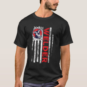 Camiseta Vintage Welder American Flag Welt Gift For Fath