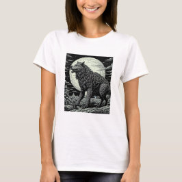 Camiseta Vintage Werewolf em frente à lua cheia