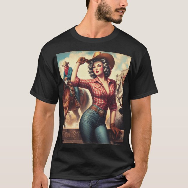 Camiseta Vintage Western Cowgirl (Frente)