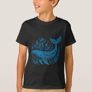 Camiseta Vintage Whale Floral 90s Marine Biology Animal Sci