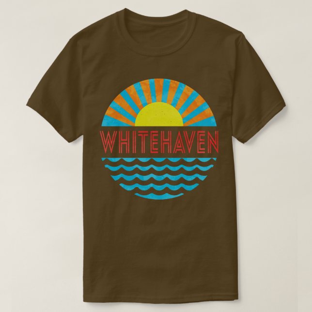 Camiseta Vintage Whitehaven Beach Sun E Waves (Frente do Design)
