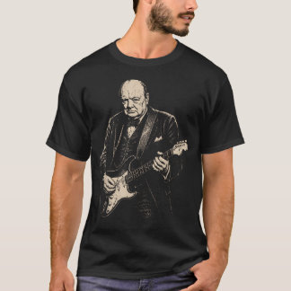Camiseta Vintage Winston Churchill Tocando Guitarra