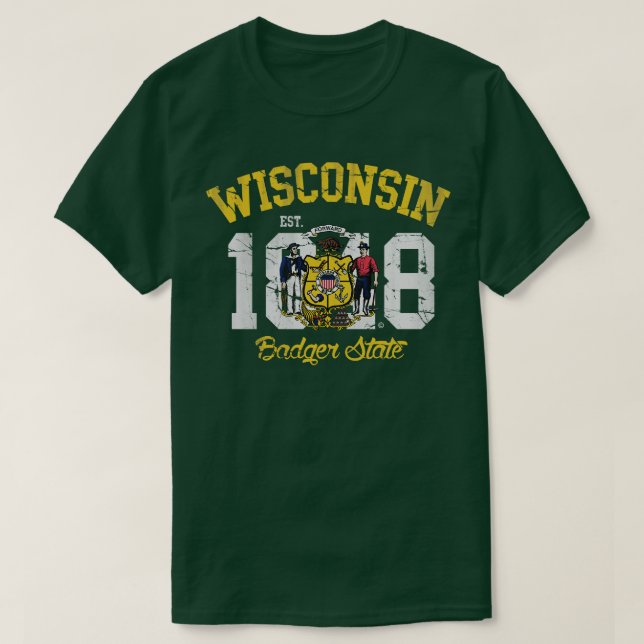 Camiseta Vintage Wisconsin Badger State (Frente do Design)