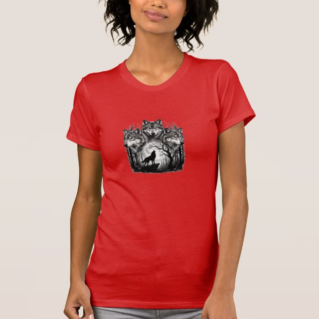 Camiseta Vintage Wolf Pack – Gráfico de Lua Gótica (Frente)