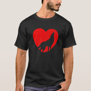 Camiseta Vintage Wolf Red Heart Animal Dia de os namorados