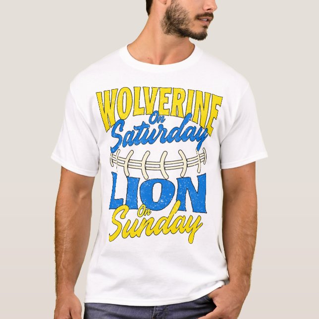 Camiseta Vintage Wolverine No Sábado Lion No Domingo (Frente)