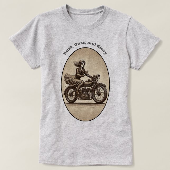 Camiseta Vintage Woman Motorcycle Veste Goggggogggs URM (Frente do Design)