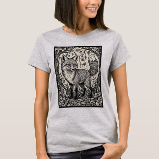 Camiseta Vintage Woodcut Fox